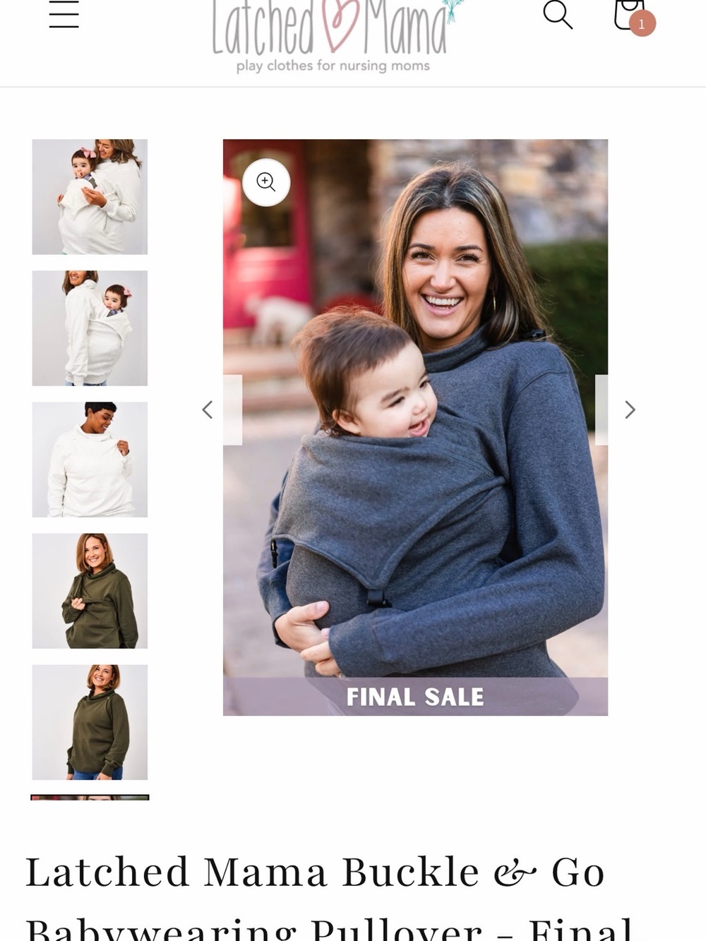 Latched Mama Babywearing Pullover - Charcoal